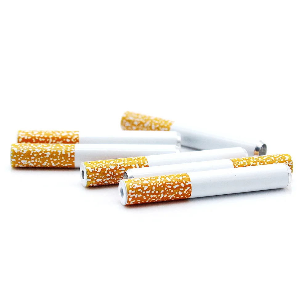 Portable Cigarette Shape Accessories Tobacco Shisha Pipes Sniffer Metal Mini Smoking Pipe |
