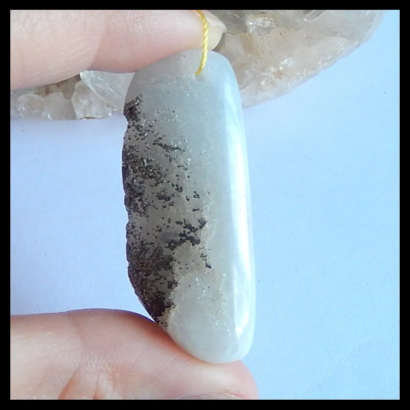 

Drusy Fluorite Pendant Bead,natural stone pendant Fluorite necklace bead,45x26x14mm,20.4g