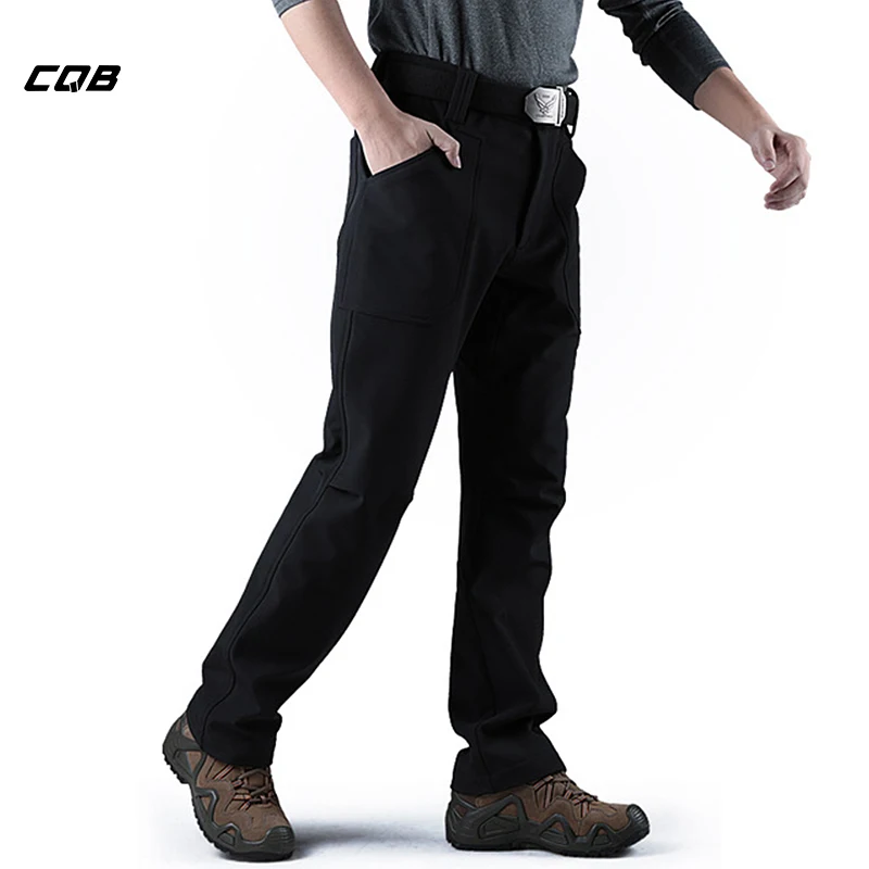 CQB Outdoor Sport Camping Tactical Men's Pants Water Repellent Softshell Fleece Thermal Thicken Wear resisting Trousers|outdoor pants|softshell