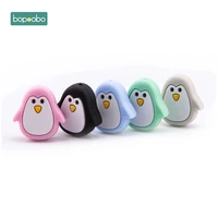 bopoobo 3pc mini penguin silicone animal teethers beads diy baby bracelet necklace accessories bpa free can chew bath toys gifts