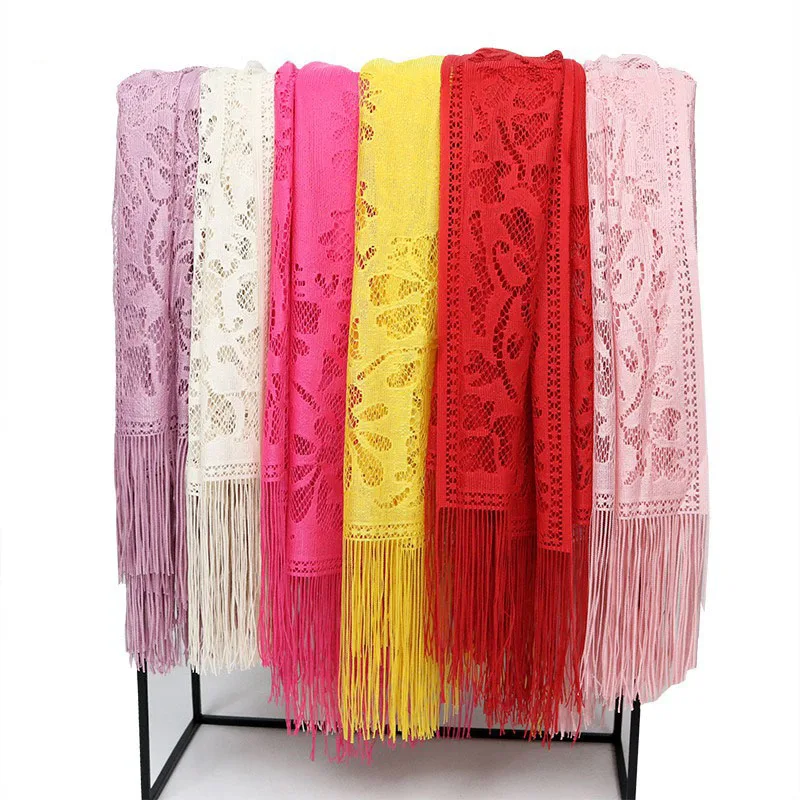 Женские кружевные шарфы RUNMEIFA элегантные шали на весну и осень бесплатная