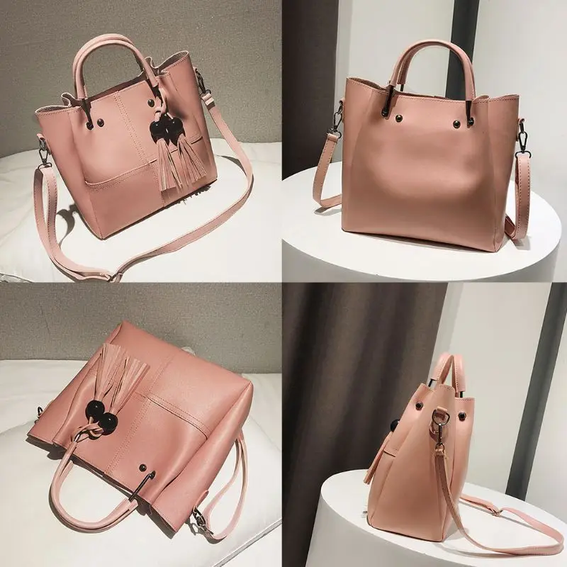 3 шт. женская кожаная сумка с кисточками сумки на плечо сумка-тоут