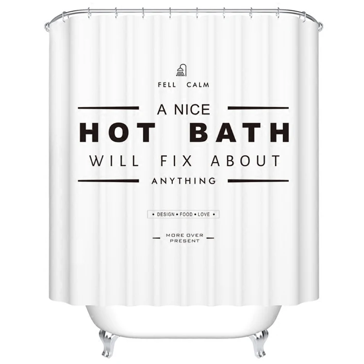 Горячая ванна простота Душ занавес черный и белый Декор ванная комната