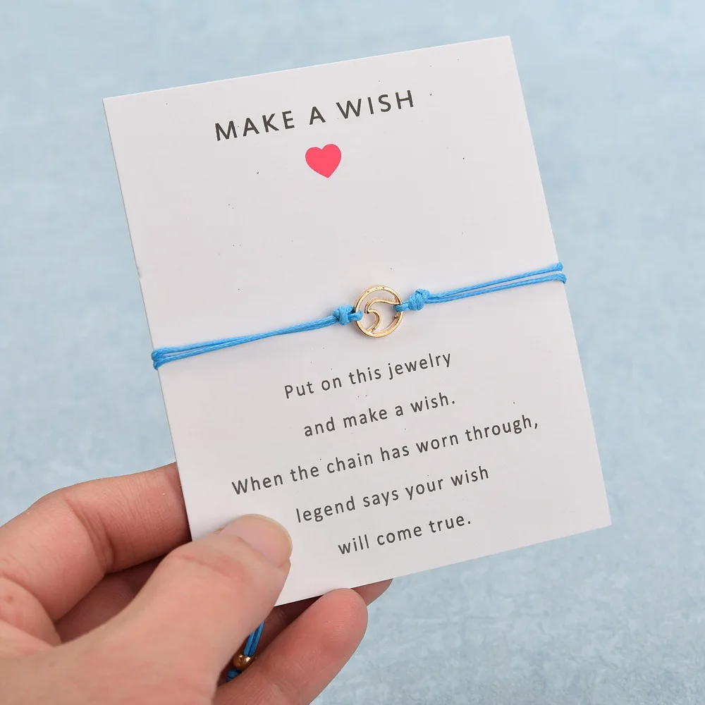 Золотая подвеска в виде волн Make a Wish браслеты для девочек обручальные свадебные с