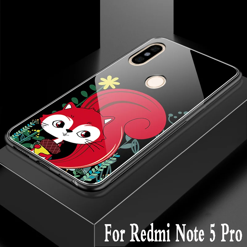 Для xiaomi redmi note 5 pro Чехол из закаленного стекла с мультипликационным принтом для
