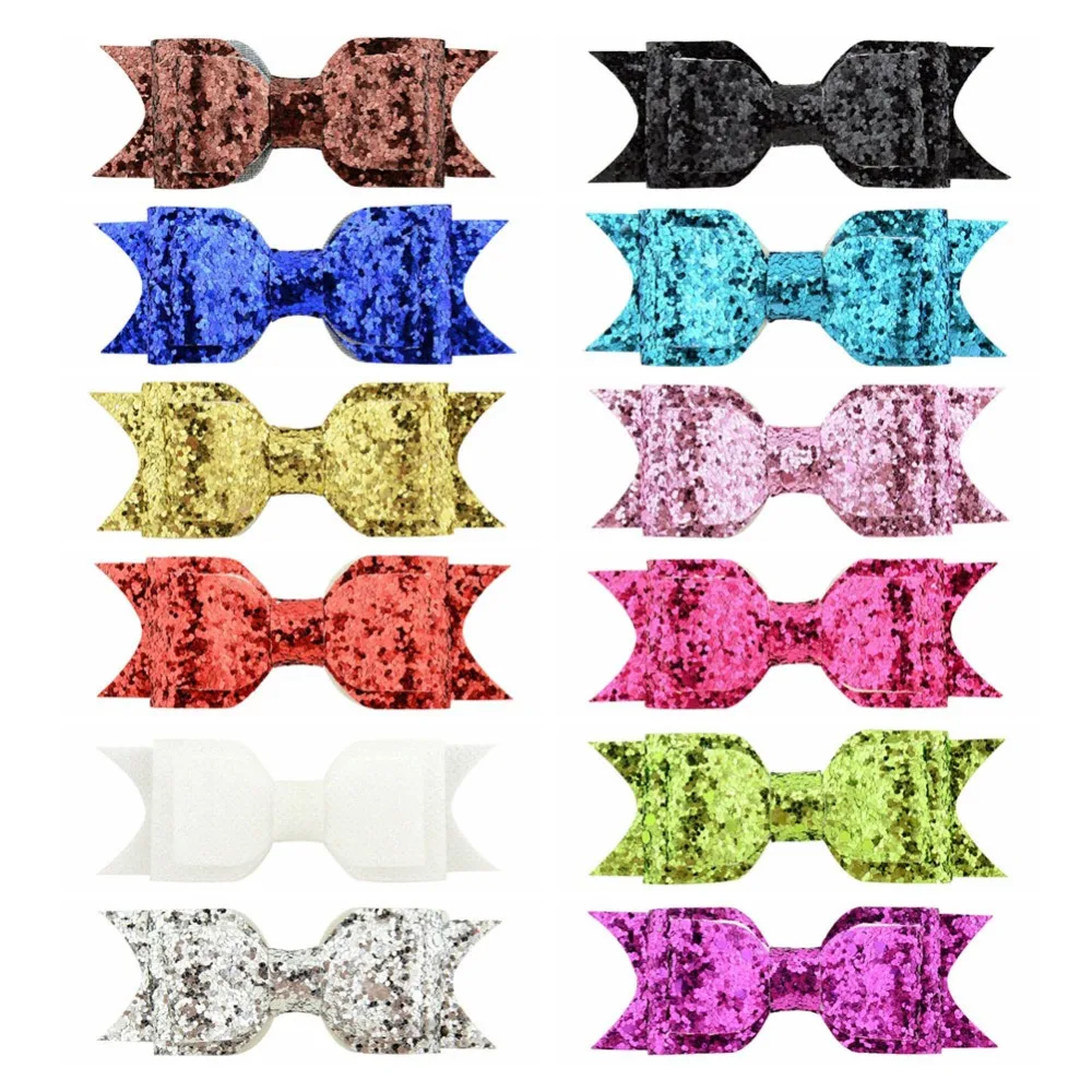 

12pcs Hair Clip Women Baby Girl Big Glitter Hair Bow Kids Hairpins Hair Clip For Children Hair Accessories Toddler Headwear