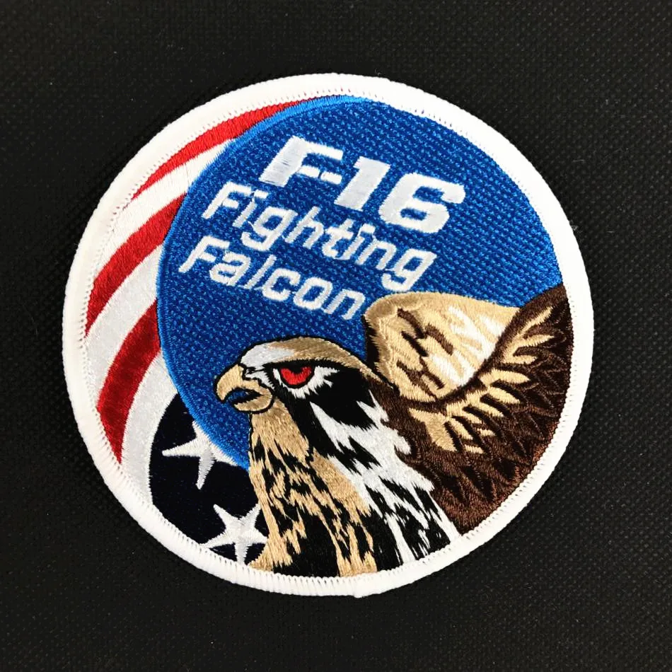 

20pcs Embroidery F16 Fighting Falcon Patch 3D Tactical Patch Combat Eagle Armband Hook And loops Military Morale Badge 10cm