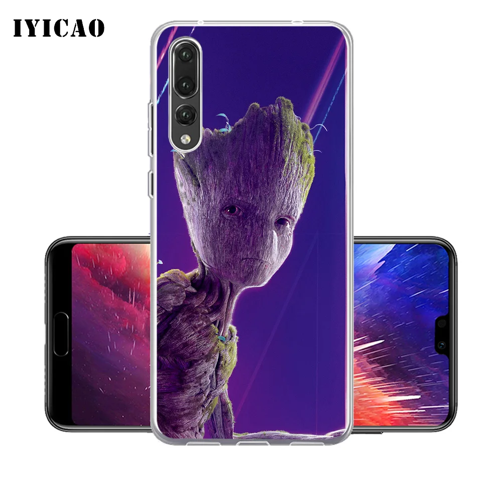 IYICAO Cartoon Baby Groot Marvel Soft Silicone Phone Case for Huawei P30 P20 Pro P10 P9 P8 Lite P Smart TPU Cover | Мобильные