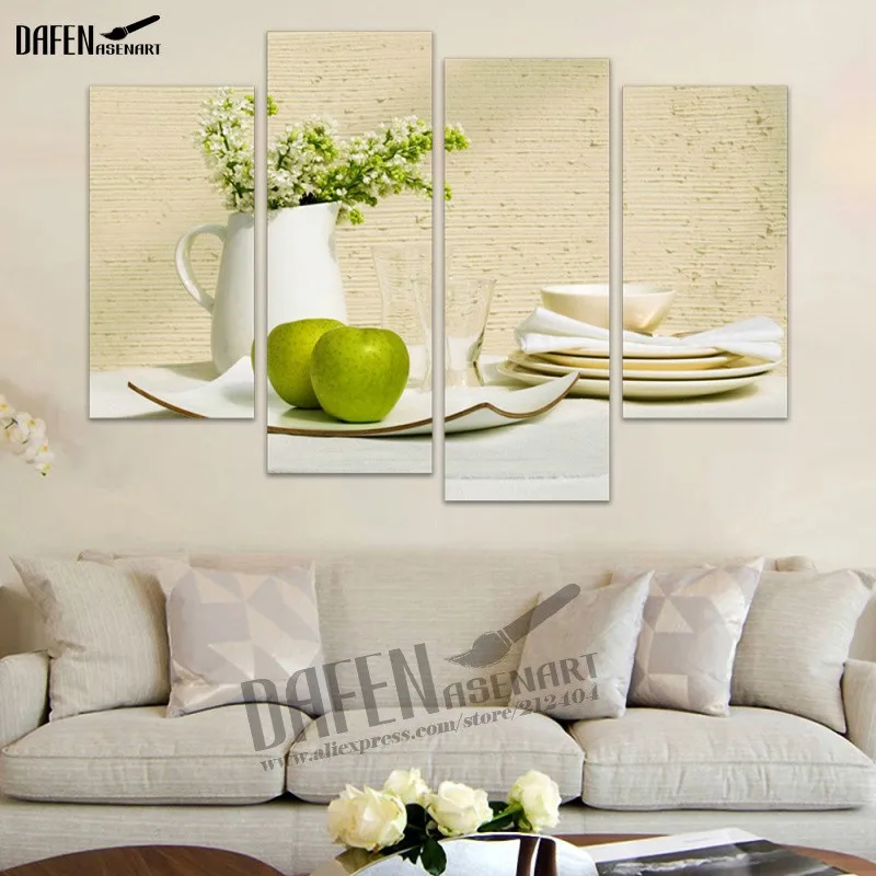 4 панели кухонный декор с фруктами холст абстрактная живопись на стене подвесная
