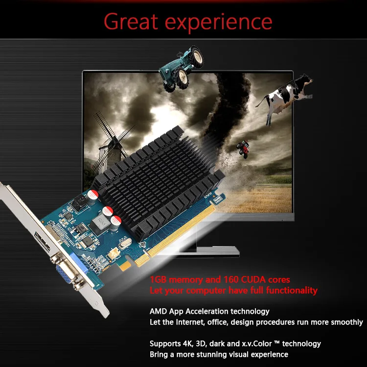 Yeston Radeon R5 230 GPU 1 ГБ GDDR3 64 бит игровой настольный компьютер ПК видеокарты Поддержка VGA/HDMI