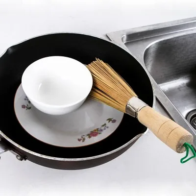 Бамбуковая щетка антипригарная масляная для мытья посуды в дополнение