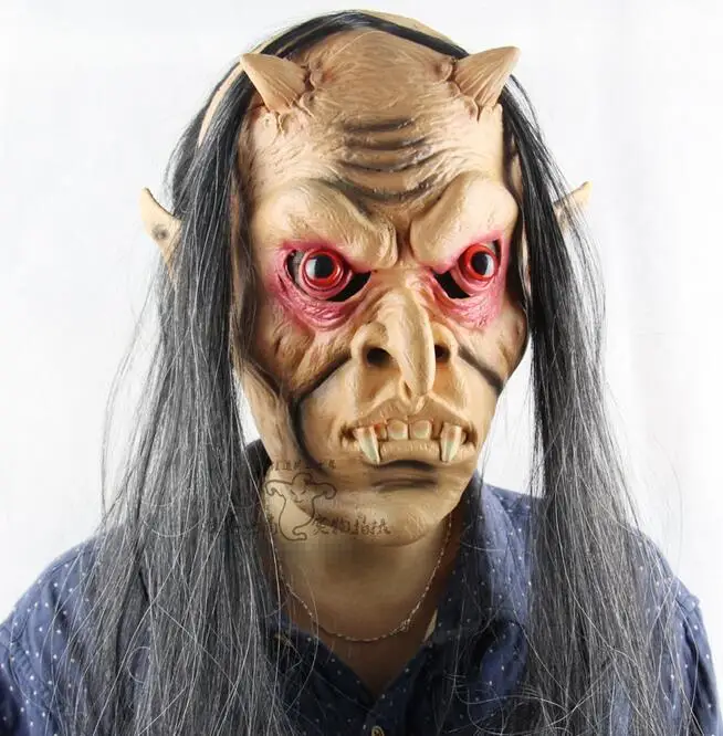 2017 заводская цена страшная длинная маска для Хэллоуина с красными глазами