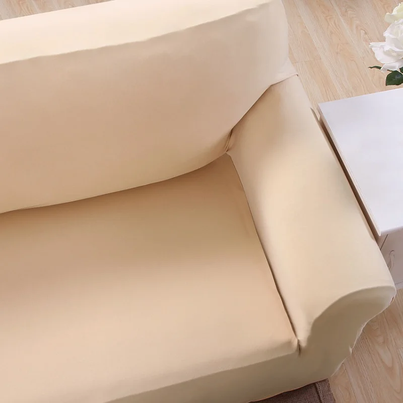 Бежевое покрытие для дивана полноразмерное эластичное из эластичной ткани 1/2/3