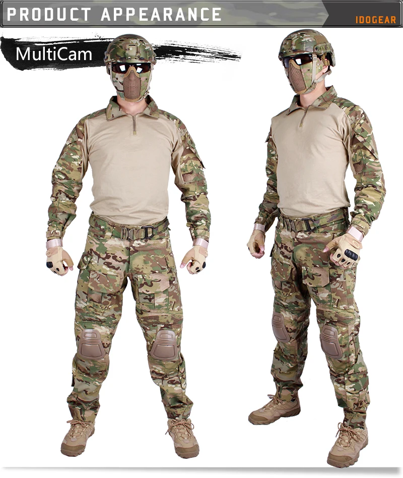 IDOGEAR боевой BDU Камуфляж мужская униформа G3 тактическая одежда страйкбол одежда черный хлопок полиэстер