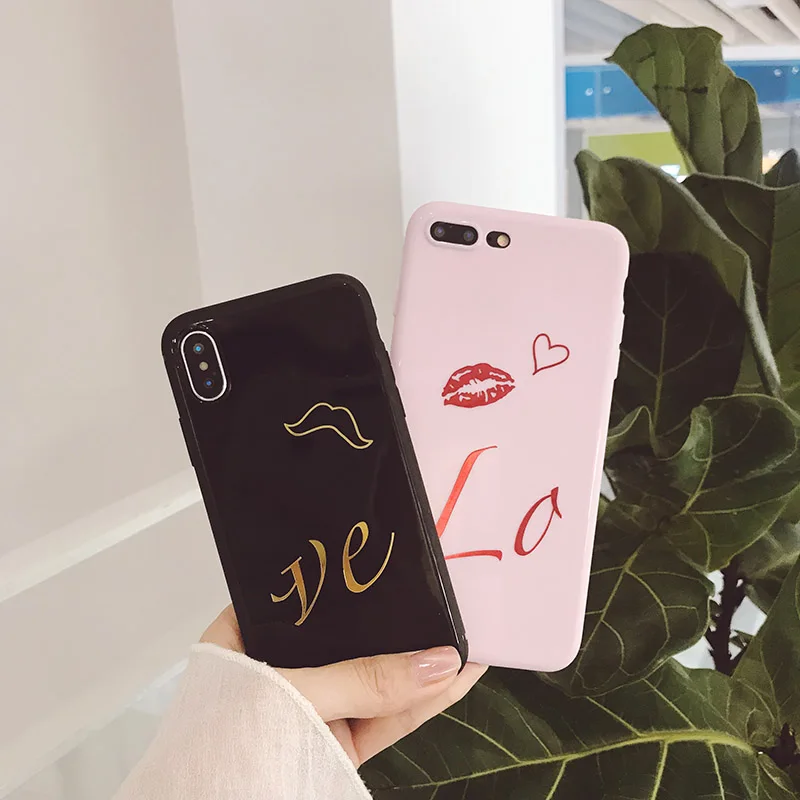 Милая пара телефонных чехлов для iphone х чехол 6 6S 7 8 плюс крышка Мода ультра тонкий