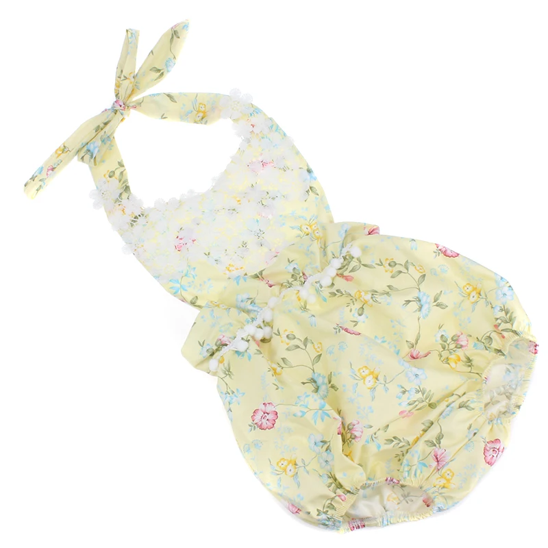 Красивый фиолетовый цветочный комбинезон с открытой спиной для девочек летний