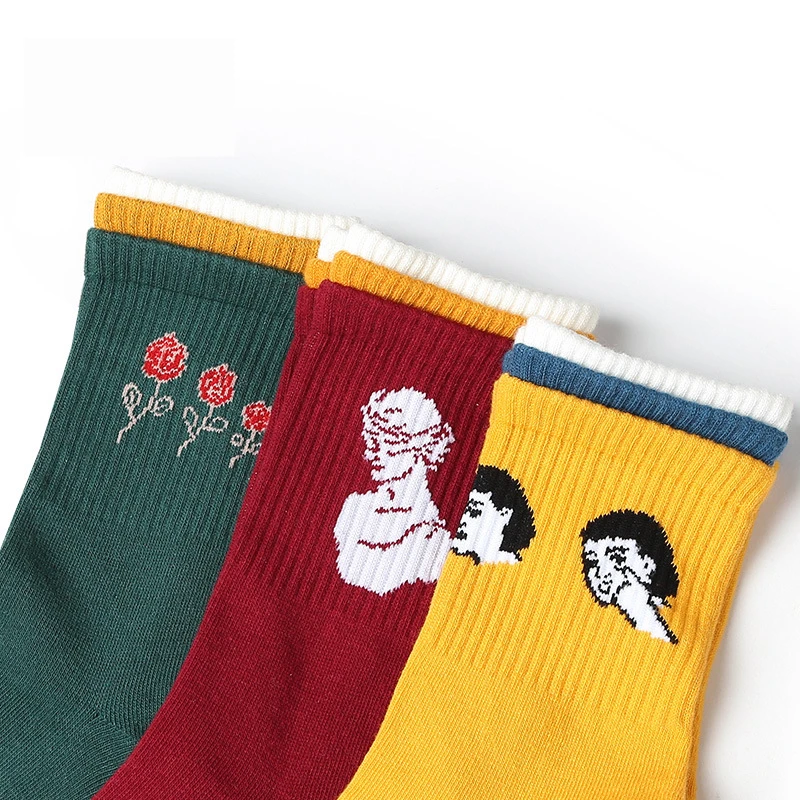 Женские носки сезон весна коллекция 2019 года повседневные с принтом хлопковые