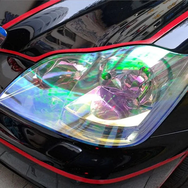Украшение для автомобиля, 1 шт., 1" x 78", хамелеон, прозрачный автомобильный головной светильник, задний/противотуманный светильник, виниловая пленка, УФ-защита