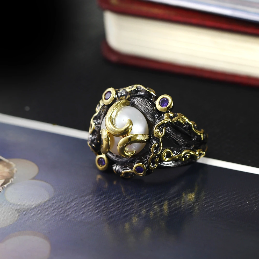 Винтажные черные кольца для девочек кольцо на палец с кубическим цирконием и