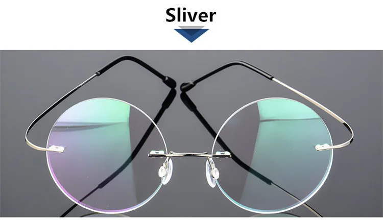 C3 Sliver Steve Jobs, звездный стиль, ультра-светильник, с памятью, титановые, проводные, без оправы, круглые очки для близорукости, оптические очки, оправа для мужчин и женщин, очки - Цвет оправы: C3 Sliver