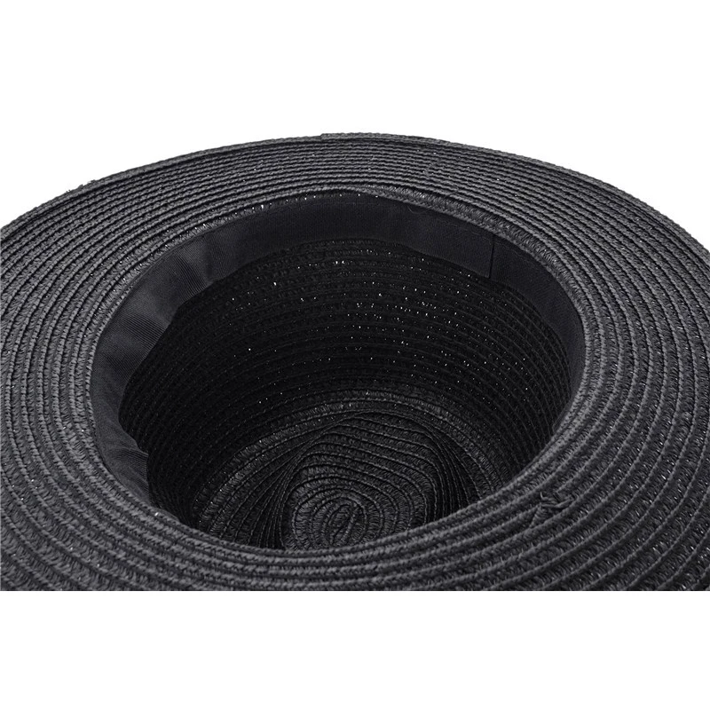 

Black Panama Hats For Men Straw Sun Hats Women Beach CAPS Couple Sun Visor Hats Wide Brim Summer Fedora Jazz Cap Chapeu YY18027