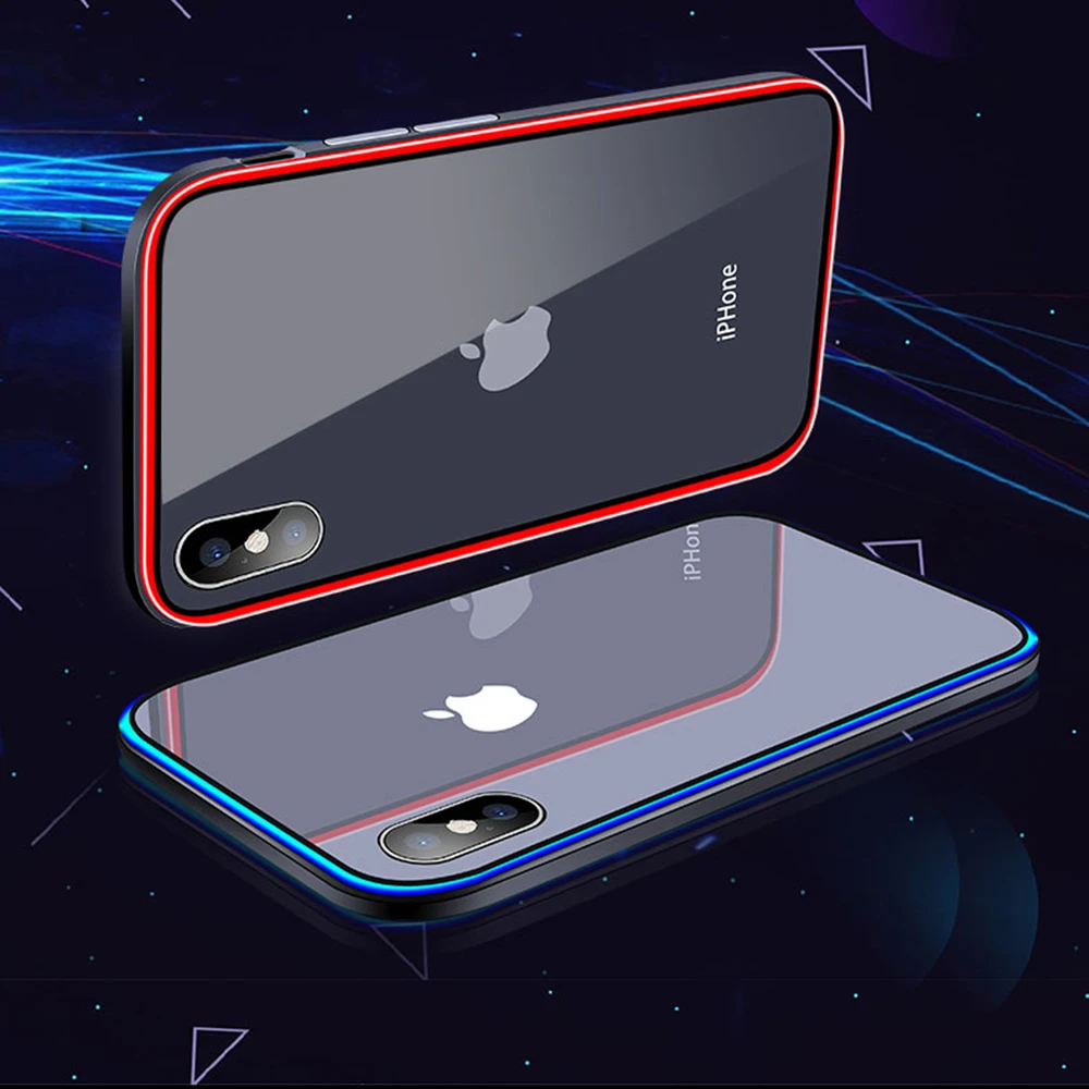 Чехол из закаленного стекла для телефона IPhone XS Max XR 7/8 Plus Цветной глянцевый чехол с