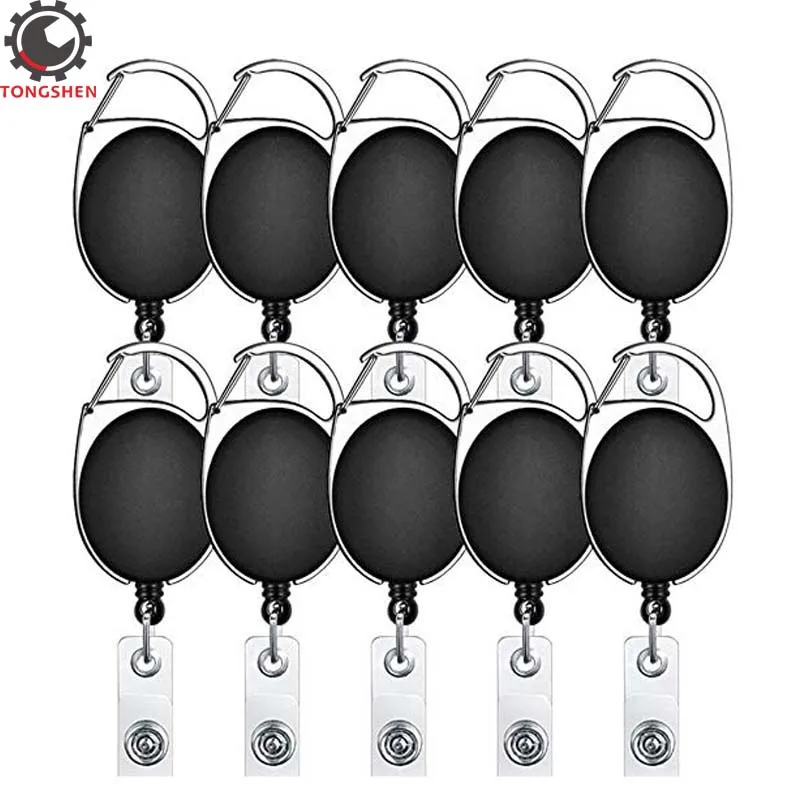 

10Pcs Retractable Pull Badge Reel ID Lanyard Name Tag Card Badge Holder with Carabiner Reel Clip Recoil Belt Key Ring Chain Clip
