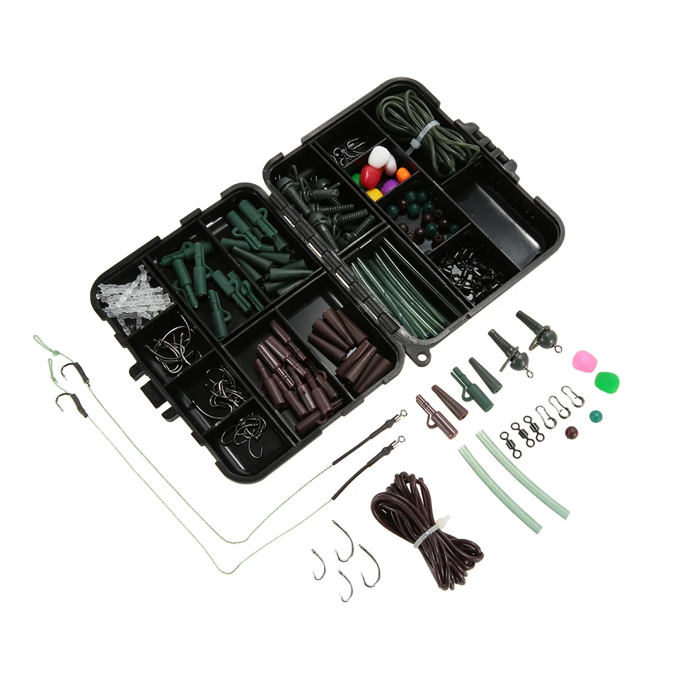 155 шт. набор рыболовных снастей для ловли карпа безопасные зажимы крючки Вертлюги