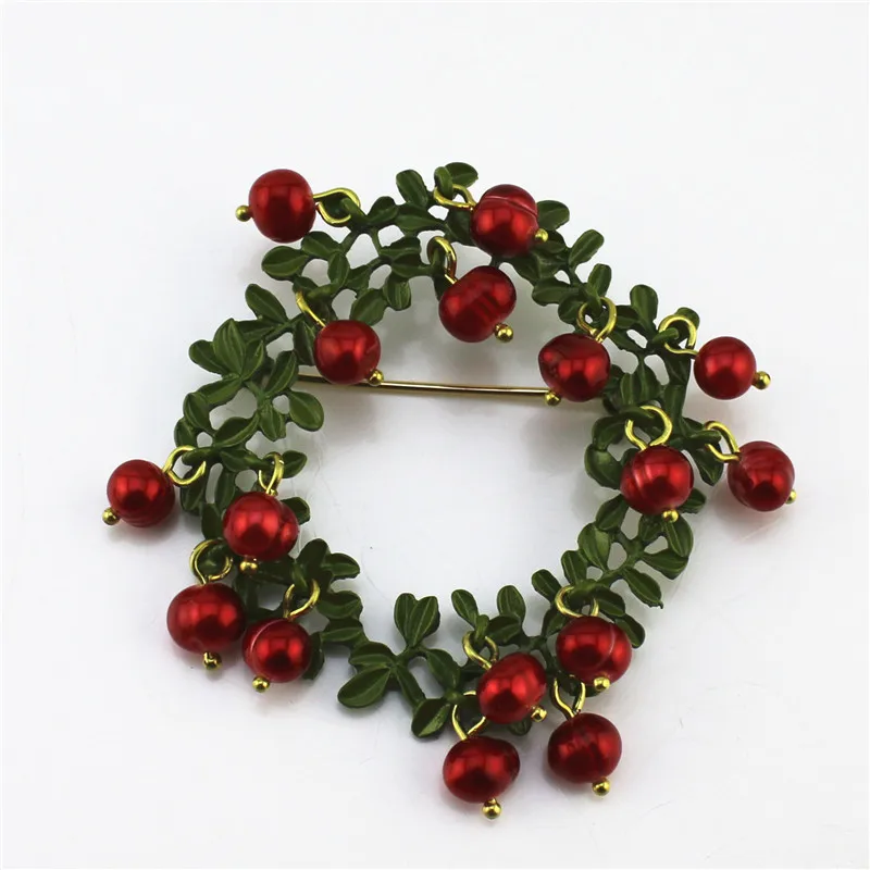 2020 new Europe and America retro style green round shape red natural pearl brooch | Украшения и аксессуары