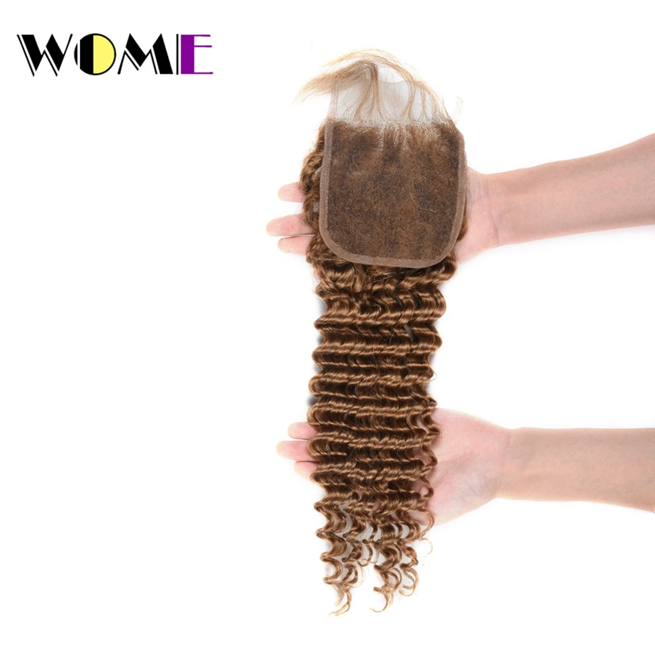 Волнистые волосы Wome #27 3 пряди медовый светлый цвет человеческие с закрытием