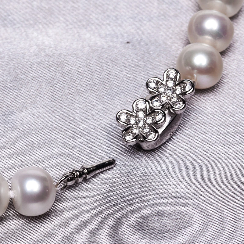

PEISENI 100% natural freshwater pearl choker necklace 925 sterling silver semiround pearl jewelry for women best gift