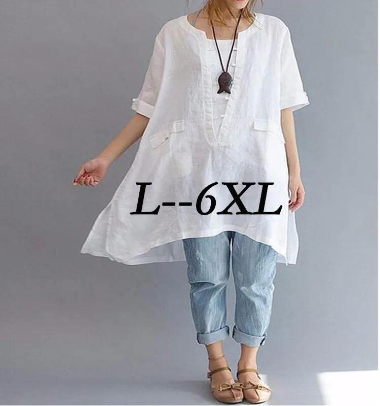 Блузка женская с коротким рукавом свободного покроя белая|women blouses|blouses pluswhite women