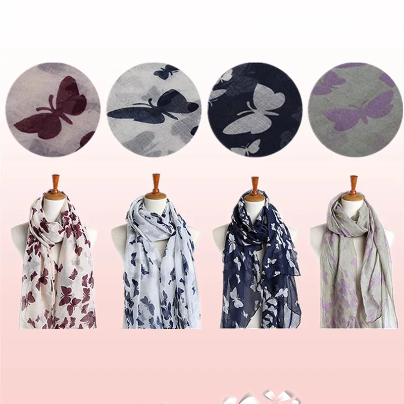 Шарф-накидка с бабочками женский синий весна-лето шарф бабочкой YG562 |