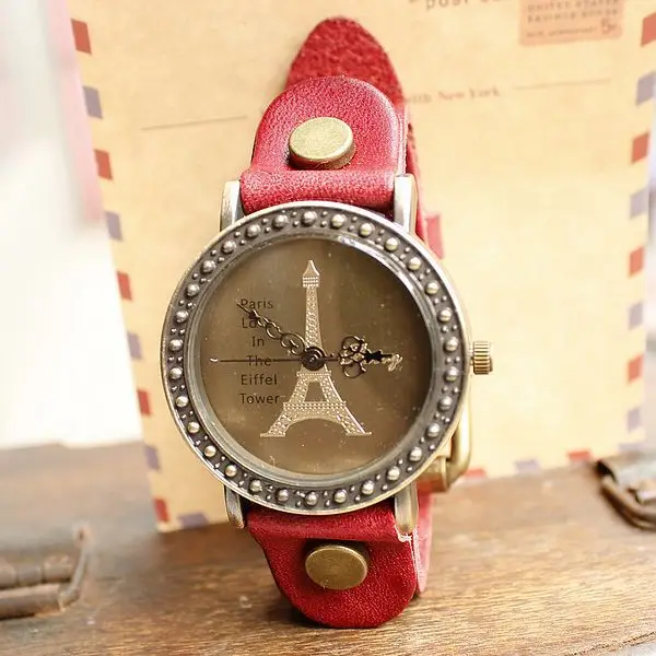 French Paris fashion golden face eiffel watches women leather band wholesale dropship hot sale|dropship free|leather necklaces for boysdropshipping