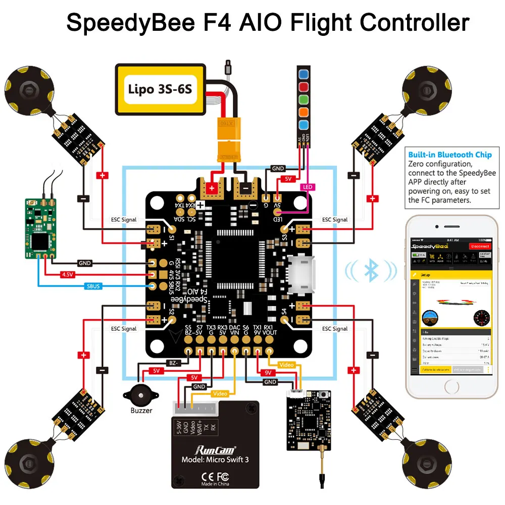 Новый обновленный Контроллер полета SpeedyBee F4 AIO V2 встроенный модуль управления