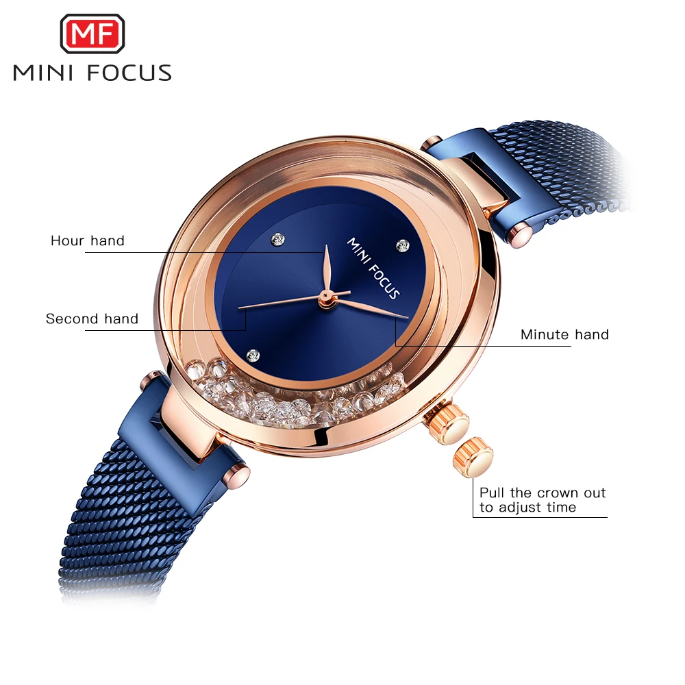 Роскошные Брендовые женские часы MINIFOCUS 2019 с браслетом из страз под платье