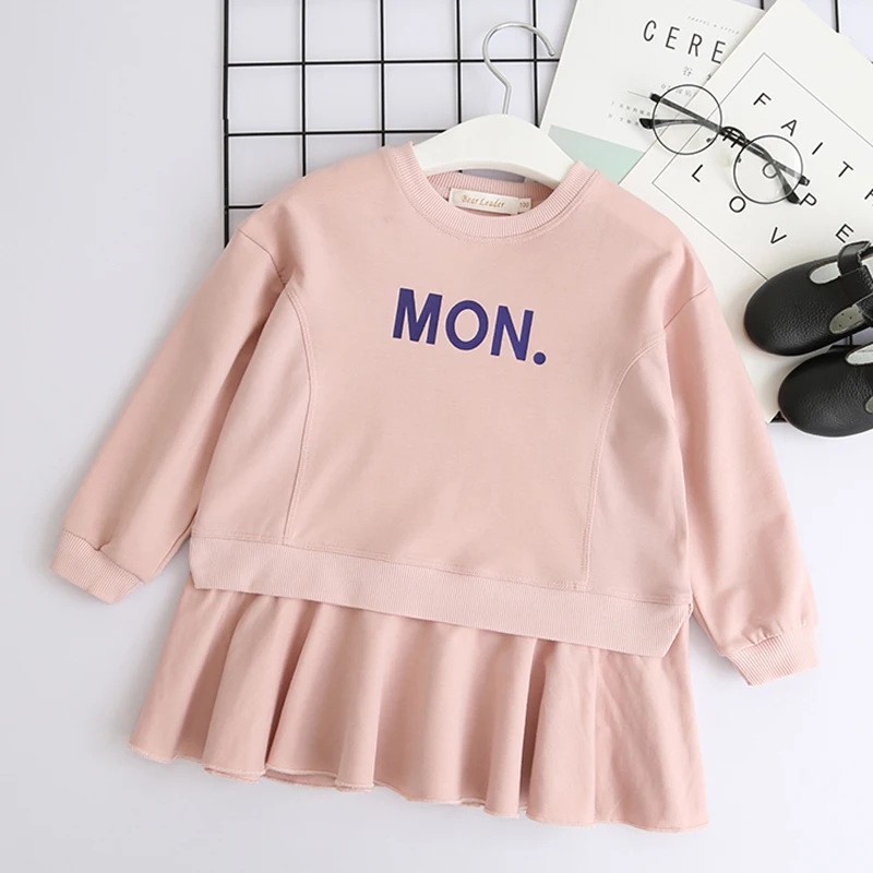 pink az1748 Bear leader/платье для девочек; Новинка; Весенняя Повседневная стильная одежда для девочек с длинными рукавами; Детские платья с рисунком леса и животных - Цвет: pink az1748