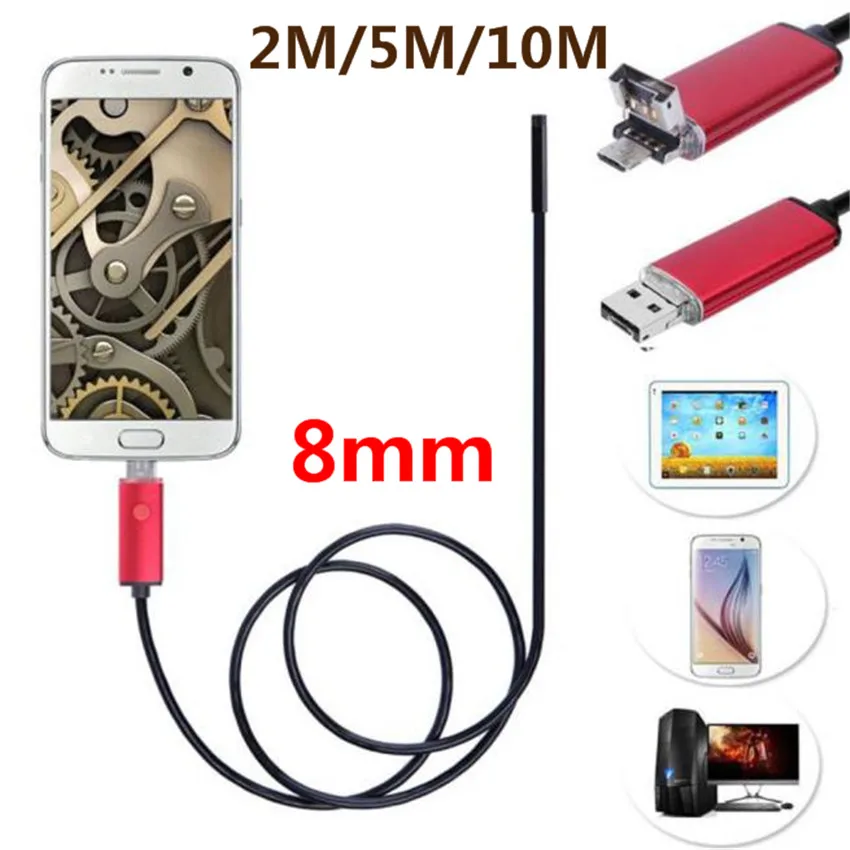 2 в 1 USB эндоскоп 8 мм камера 6 LED HD IP6 для Android PC инспекционная трубка N1212|endoscope com|endoscope