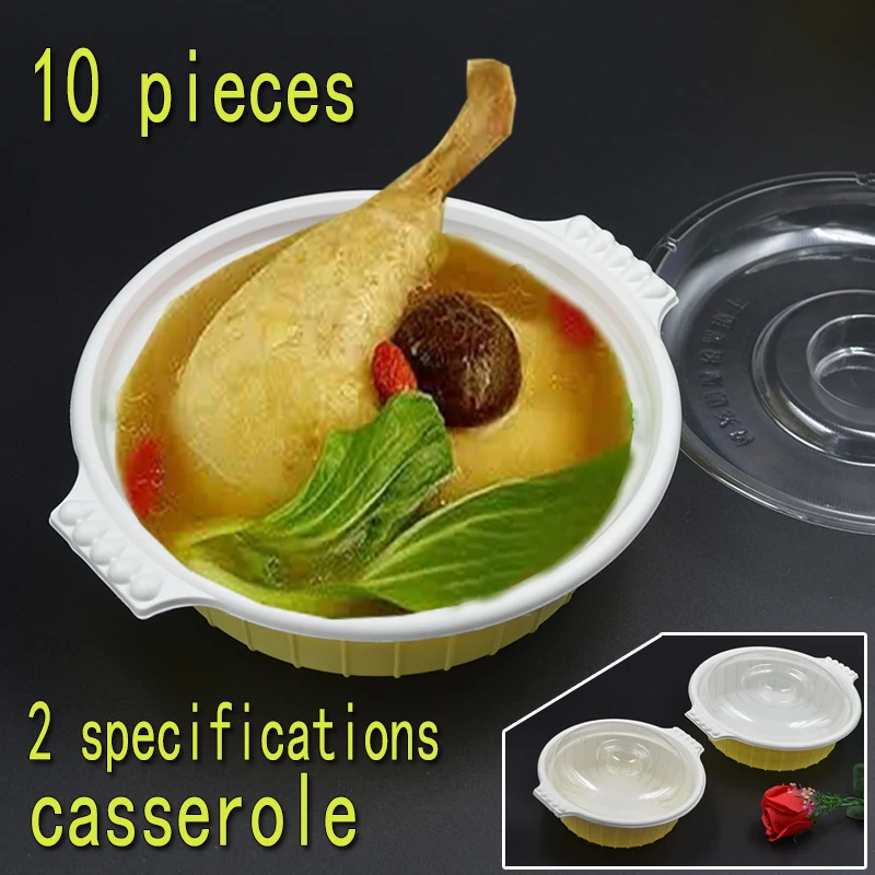 Одноразовый суповой горшок 50 штук для выноса риса макароны и каши два размера на