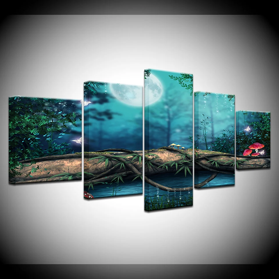 

5 Piece Modular Canvas Prints Wall Art Fairy Tale World Painting Picture Print Home Decor Living Room Poster Free shipping