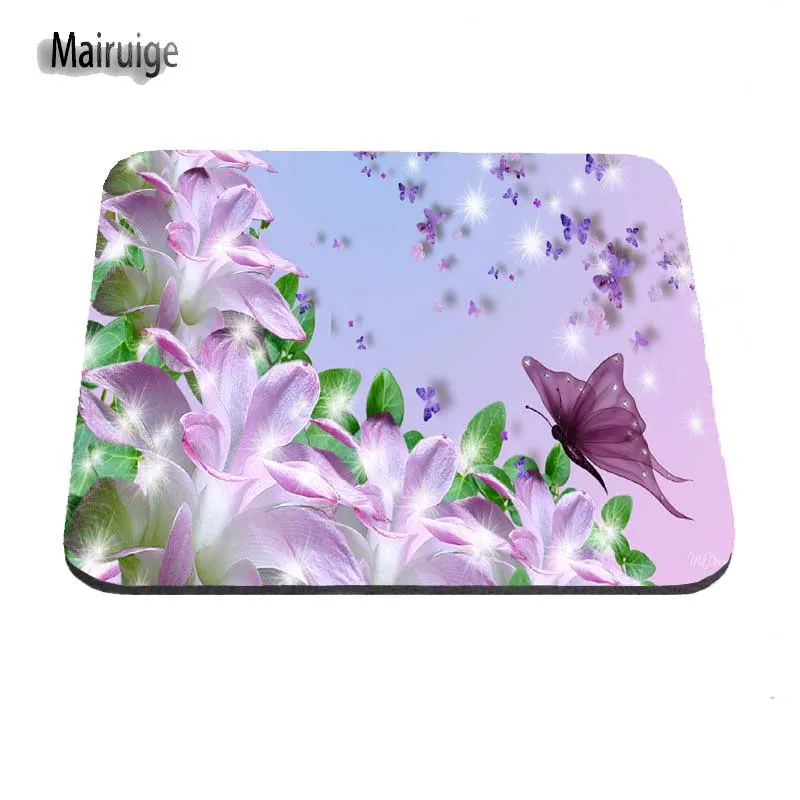 

Beautiful butterflies and flowers Soft for computers rectangular Mousepad Desktop Pad Mouse Mat for Optal