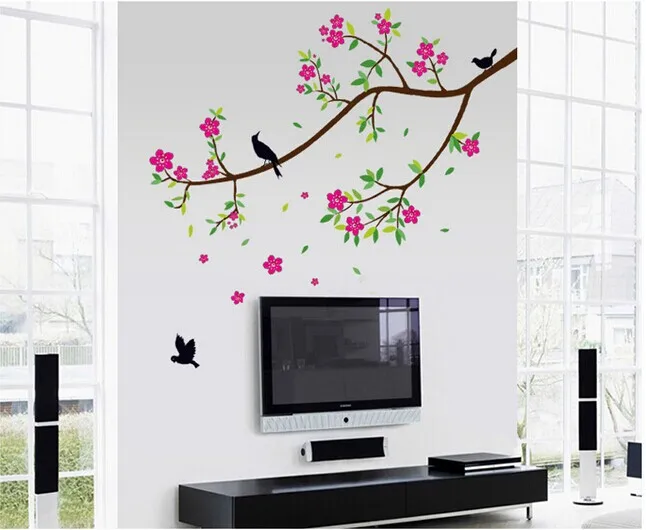 2016 Hot sale removable flowers stickers Peach wall pink home decoration Decor room bedroom sticker family decal A | Дом и сад