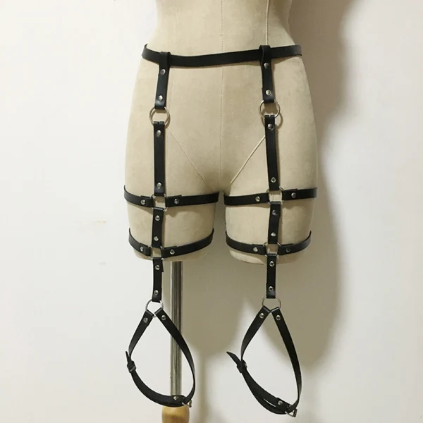 leg harness Модные сексуальные женщины панк-рок кожа Материал Грудь Пояс Ноги жгут талии бедра подтяжки подвязки Пояс Ремни - Цвет: leg harness