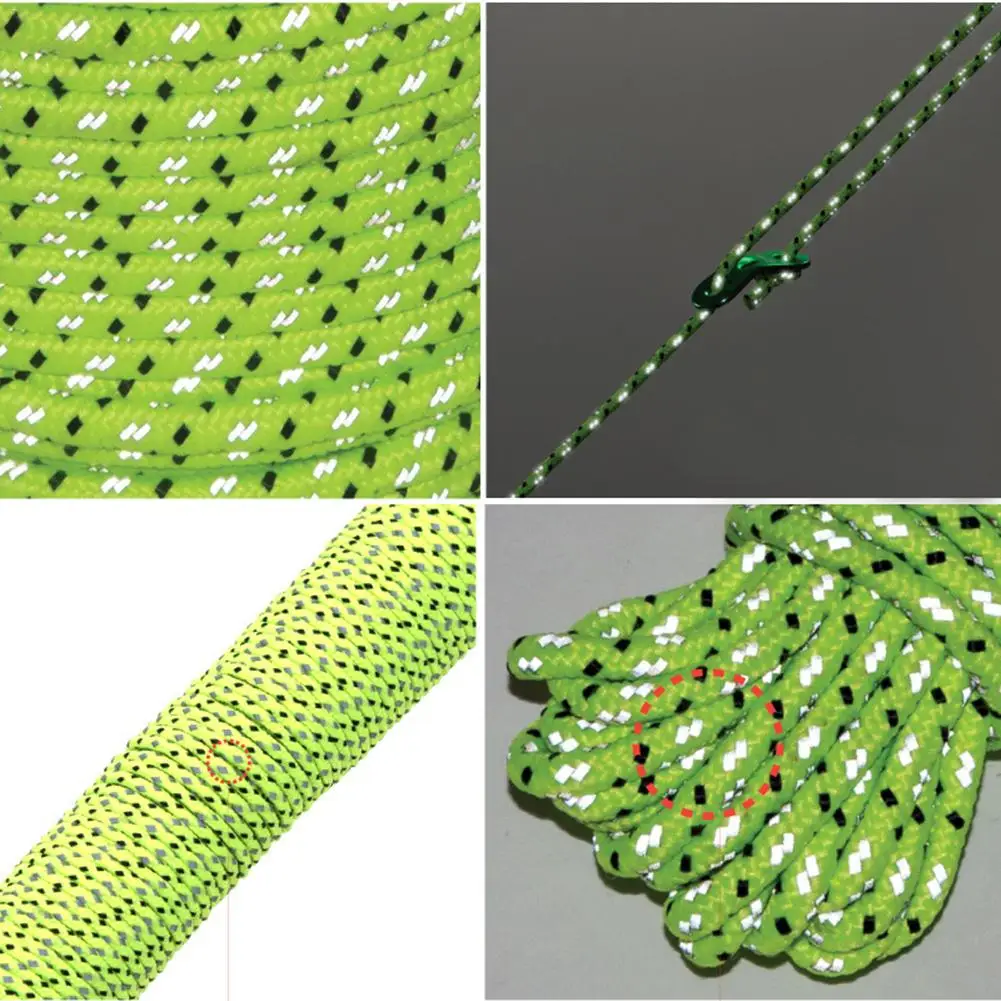 Thickened 4mm Reflective Guyline Camping Tent Rope Runners Guy Line Cord Paracord Outdoor Sports Hiking Accessories | Спорт и