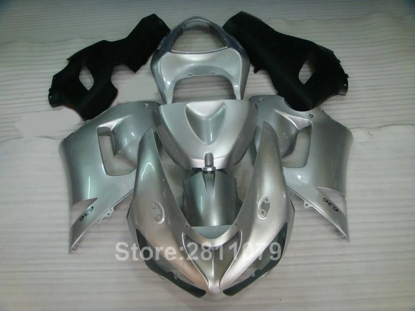 High quality plastic fairing kit for Kawasaki Ninja ZX6R 05 06 silver black fairings set 2005 2006 KY51 | Автомобили и мотоциклы