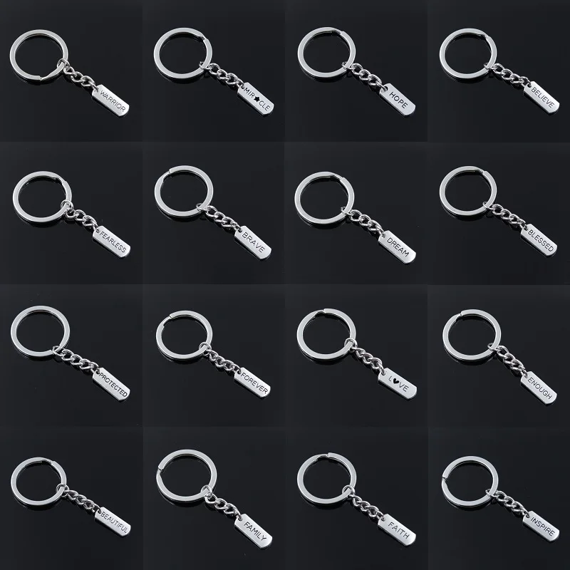 Новинка, модный мужской брелок для ключей, 16 видов, «сделай сам», вечная, Вера, надежды, храбрость, любовь, счастье, Вера, мечта, Бесстрашная семья, вдохновляющая Подвеска 21x8 мм