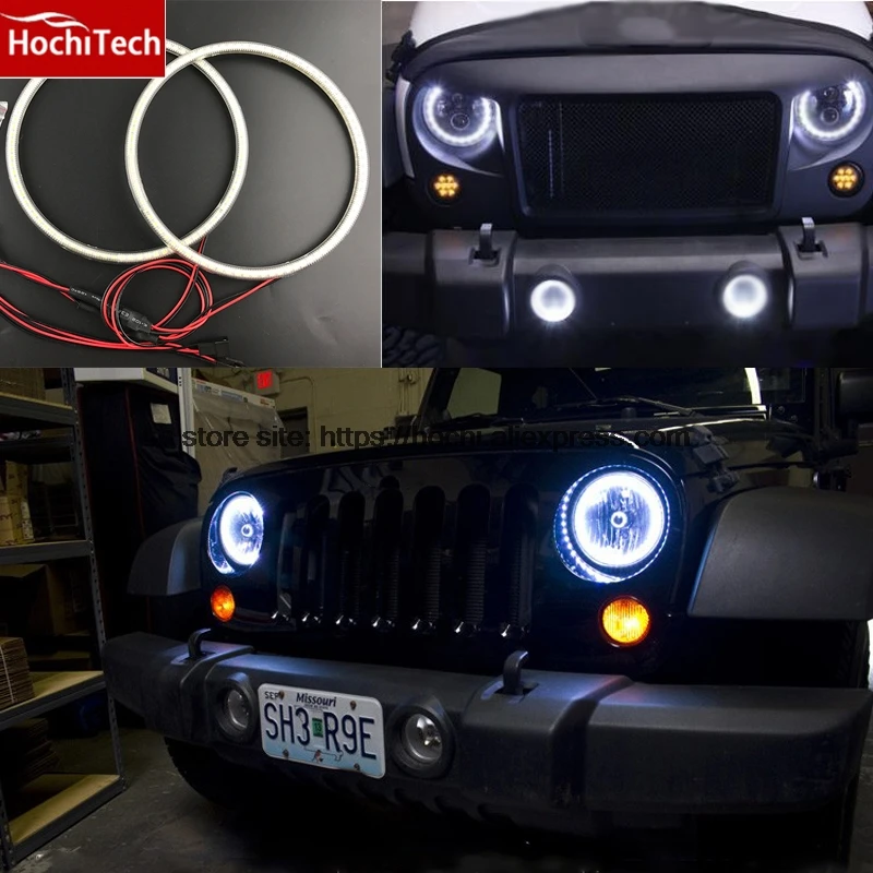 

HochiTech ультра яркий SMD белый фотоэлемент дневные ходовые огни для Jeep Wrangler CJ TJ JK 7 ''фара