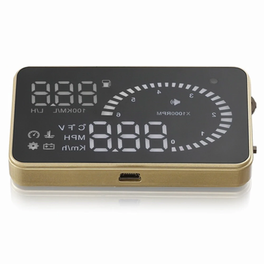 Предупреждение скорости км/ч миль/ч дисплей HUD X6 OBD2 золотистый дизайн