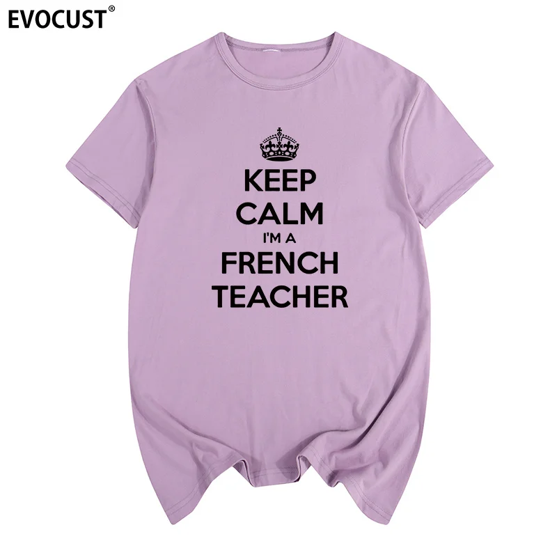 Летняя Хлопковая мужская футболка с принтом надписи keep calm I am a французский