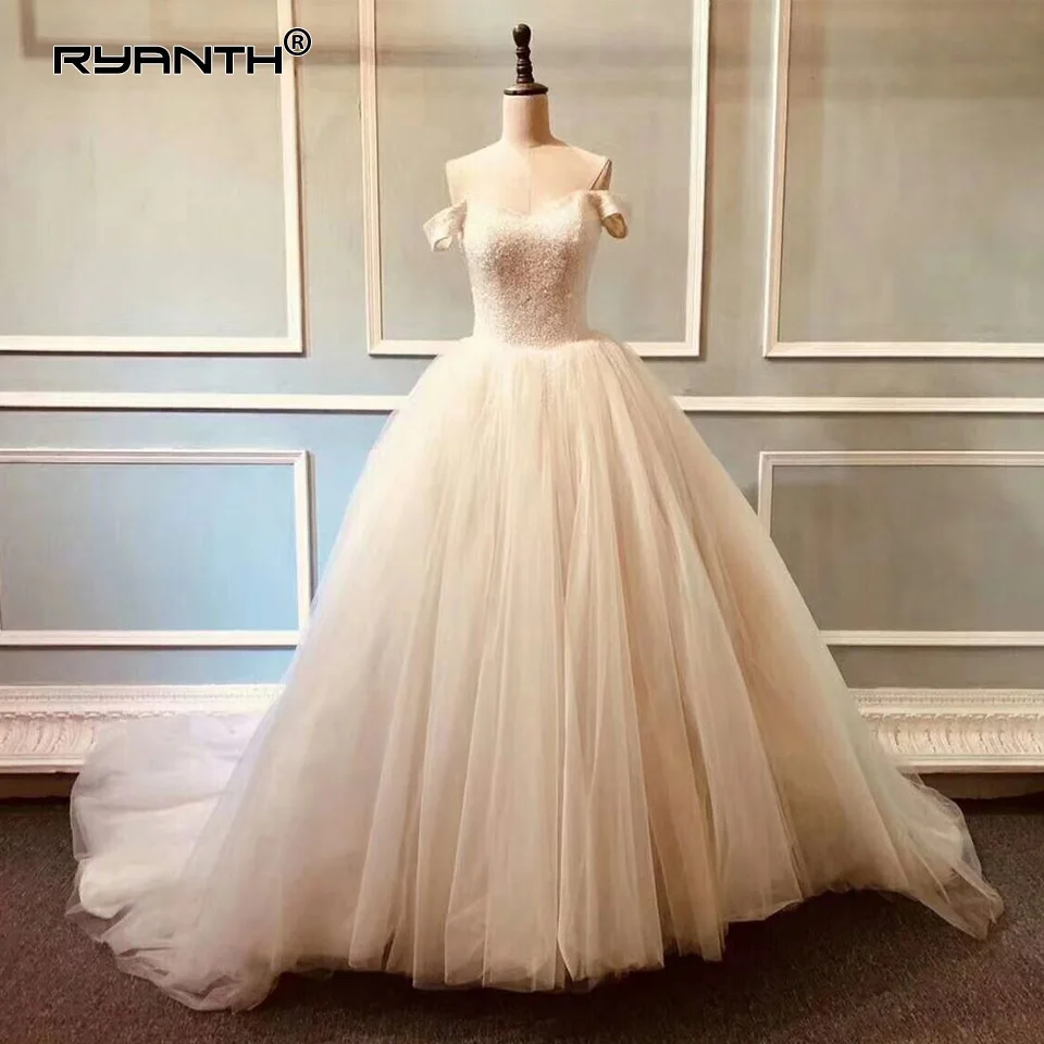 Puffy Robe de mariage Luxury Bling Ball Gown Wedding Dress 2019 Vestidos Novia Sparkly Princess Mariee | Свадьбы и торжества